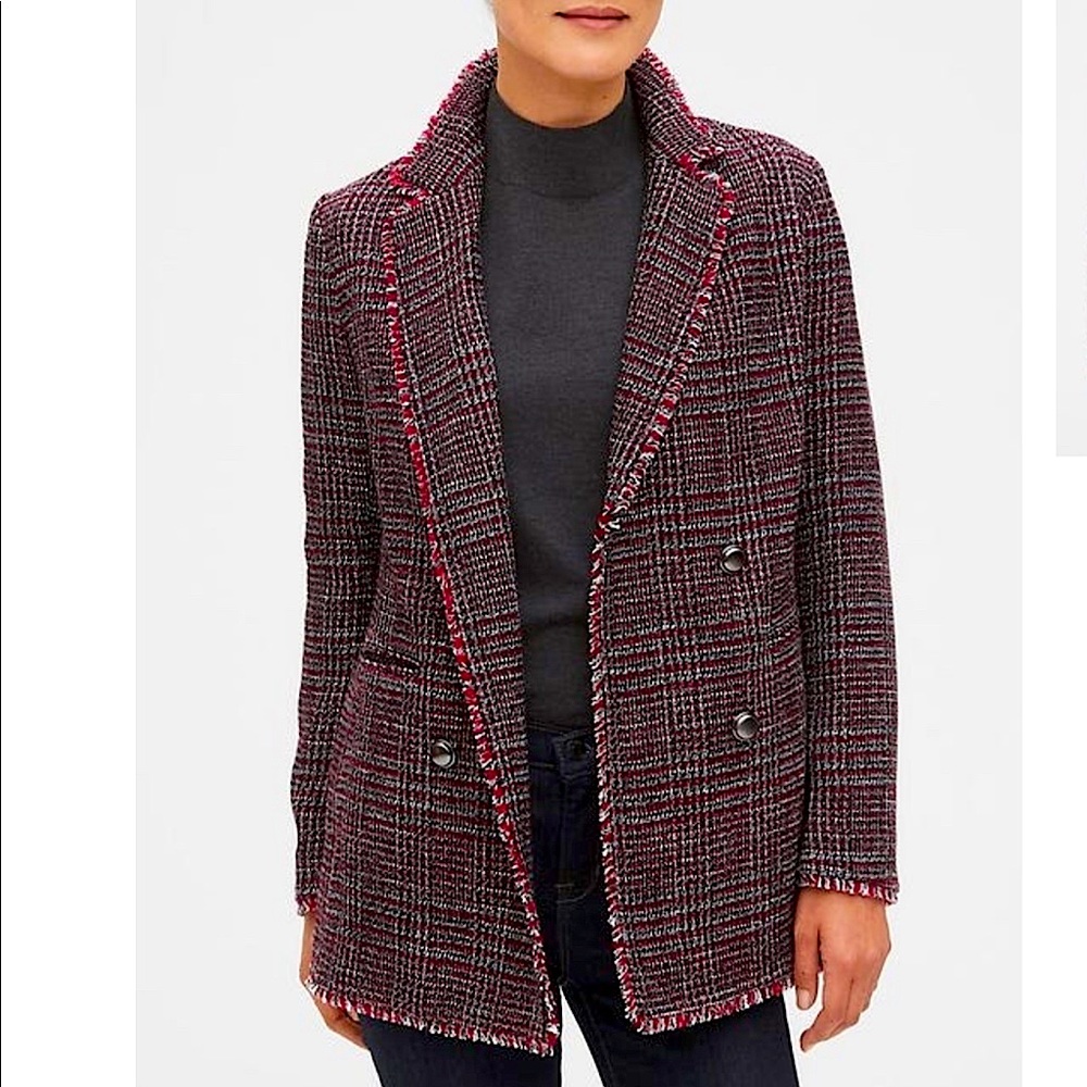 Banana Republic Heavy Red Plaid Womens Jacket. Size Zero. Like-New Condition.